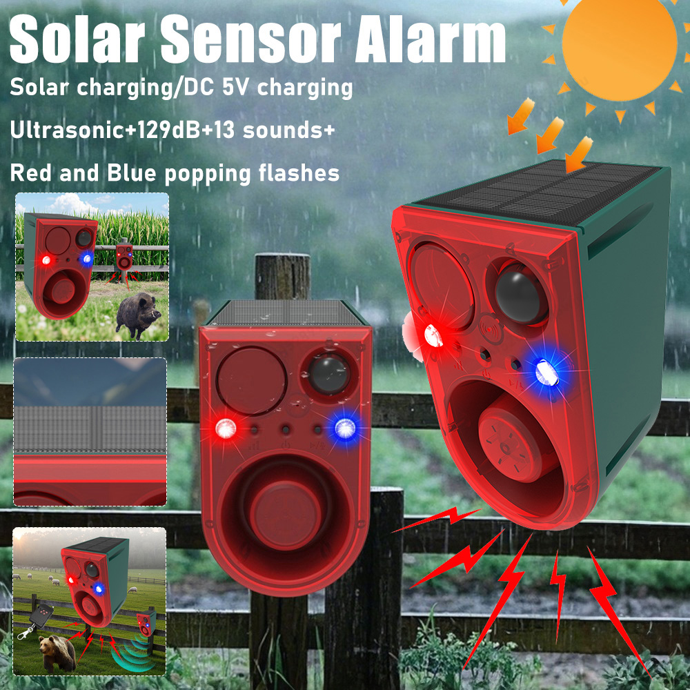 Home Security Yard Sensors - Solar Outdoor Motion Sensor Alarm with