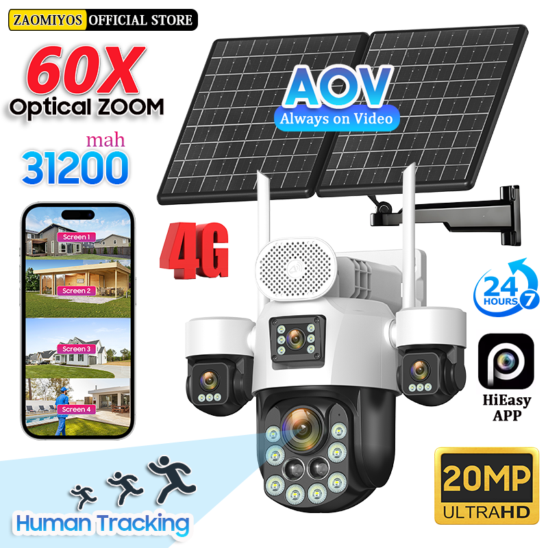Home Security Upgrades - 4 Lens Outdoor 360° Surveillance Solar