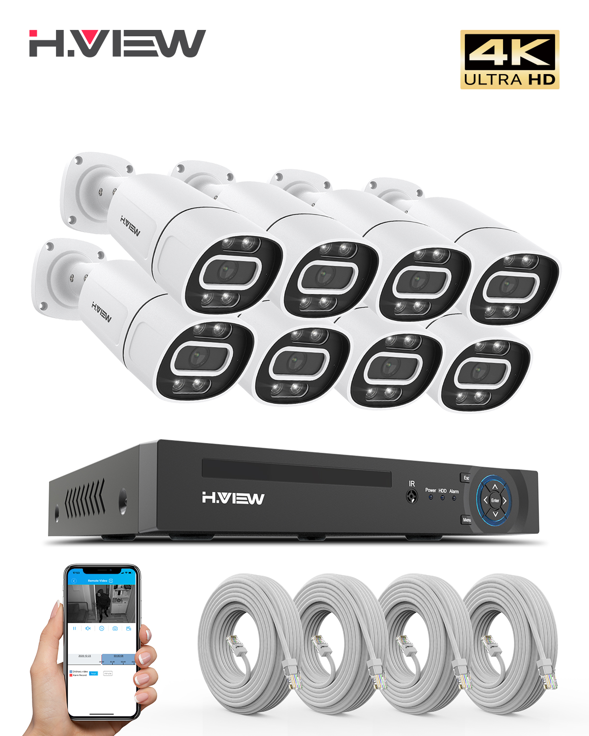 Home Security And Camera Systems - H.View 4K 5Mp 8Mp poe Cctv