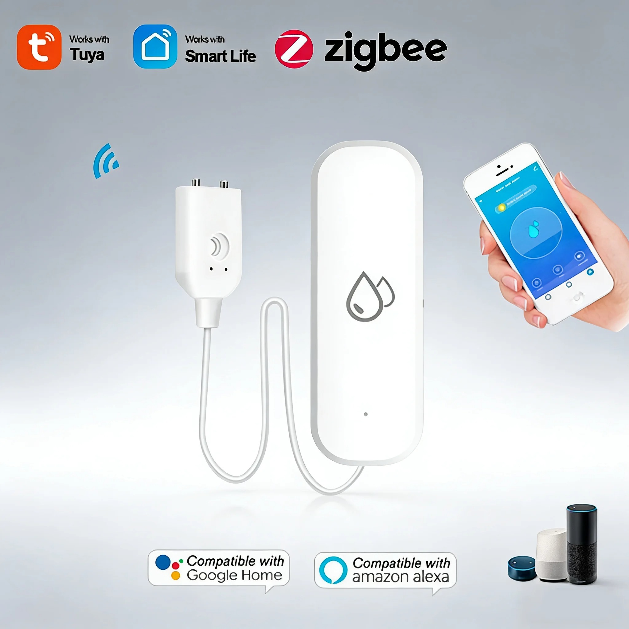Home Security Alarm System - Smart Home Zigbee Water Leak Detector