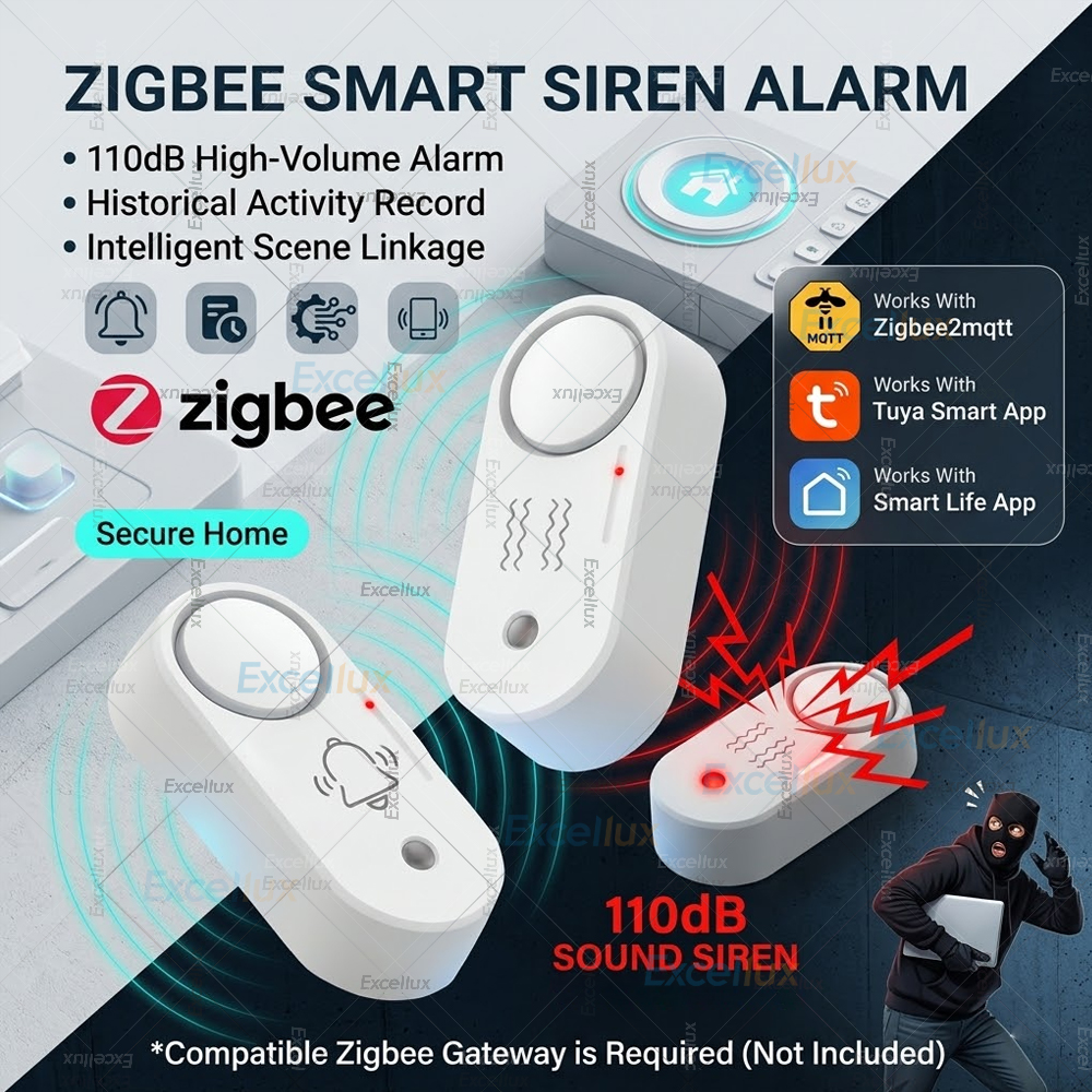 Home Security Options - Zigbee Smart Siren Alarm 110dB,Optional Vibration