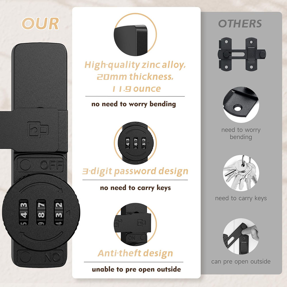 Security Barn Door Lock 3-Digi - Home Security Locks 리뷰 및 가격